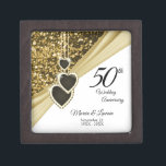 50th Golden Glitter Anniversary Gift Box<br><div class="desc">50th Golden Glitter Anniversary Design Keepsake Gift Box. This design works well for other events and occasions like a birthday, wedding, engagement, graduation, retirement, etc... by simply changing the text. 😊This Product is 100% Customisable. Graphics and/or text can be added, deleted, moved, resized, changed around, rotated, etc... ✔(just by clicking...</div>
