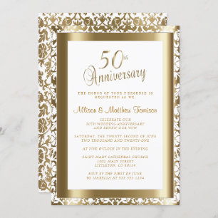 50th Golden 💑 Wedding Anniversary 2 DIY Text Invitation