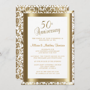 50th Golden 💑 Wedding Anniversary 2 DIY Text Invitation