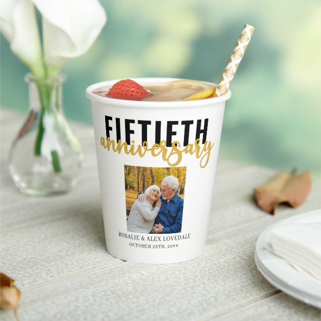 50th Golden Wedding Anniversary 2 Photo Paper Cups (Insitu)