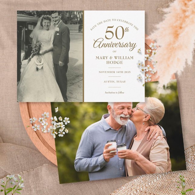 50th Golden Wedding Anniversary 2 Photo  Save The Date (Creator Uploaded)