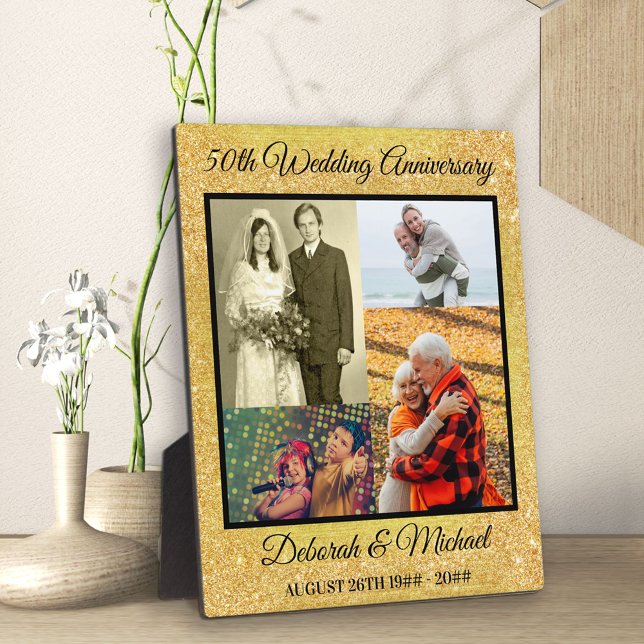 50th Golden Wedding Anniversary 4 Photo Plaque (Creator Uploaded)