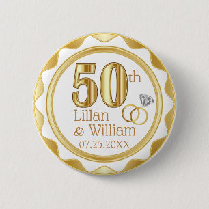 50th Golden Wedding Anniversary 6 Cm Round Badge