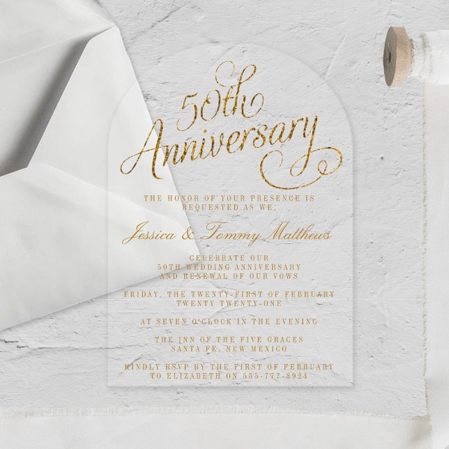 50th Golden Wedding Anniversary Acrylic Invitations (Creator Uploaded)