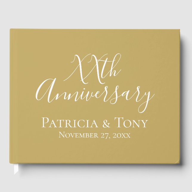 50th Golden Wedding Anniversary - any year colour Guest Book (Front)