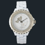 50th Golden Wedding Anniversary balloon husband Wa Watch<br><div class="desc">Personalised 50th wedding anniversary white watch with gold heart balloons.
A beautiful gift for a husband to give his wife after fifty years of marriage.
Both the names of the couple and anniversary can be changed as desired.  
Matching cards are also available in this pretty,  modern and elegant design.</div>