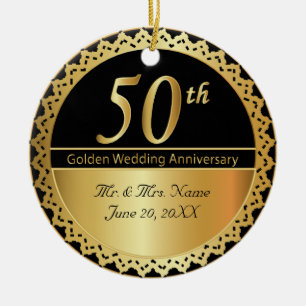 50th Golden Wedding Anniversary Ceramic Tree Decoration