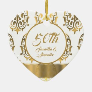 50th Golden wedding Anniversary Ceramic Tree Decoration