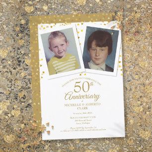 50th Golden Wedding Anniversary Childhood Photos Invitation