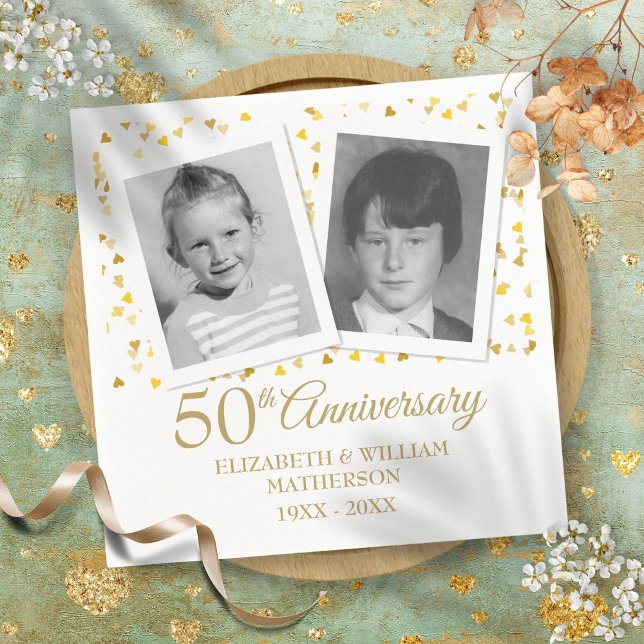 50th Golden Wedding Anniversary Childhood Photos Napkin (50th Golden Wedding Anniversary Childhood Photos Napkins)