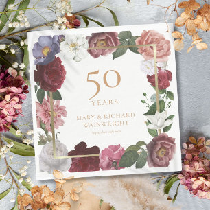 50th Golden Wedding Anniversary Country Rose Napkin