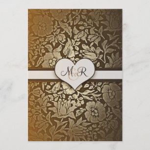 50th golden wedding anniversary damask invitations