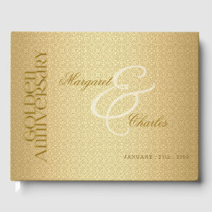 50th Golden Wedding Anniversary Damask Photo Guest Book