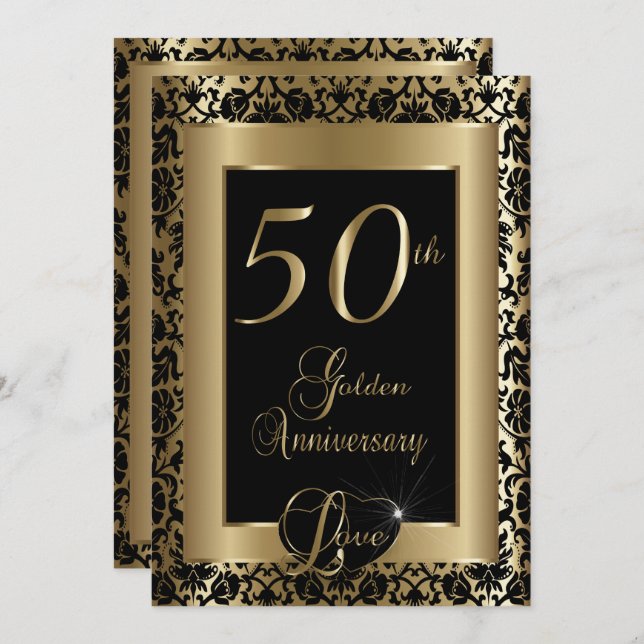 50th Golden Wedding Anniversary Design Invitation (Front/Back)