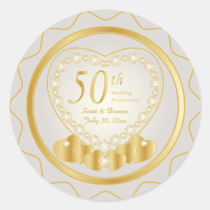 50th Golden Wedding Anniversary   DIY Text Classic Round Sticker