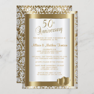 50th Golden Wedding Anniversary DIY Text Invitation