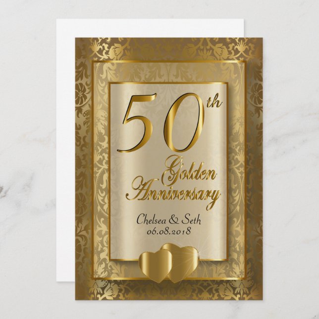 50th Golden Wedding Anniversary | DIY Text Invitation (Front/Back)