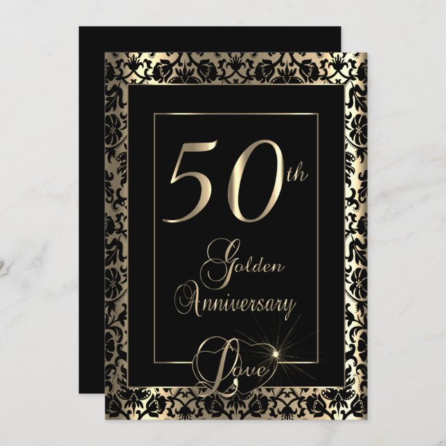 50th Golden Wedding Anniversary | DIY Text Invitation (Front/Back)