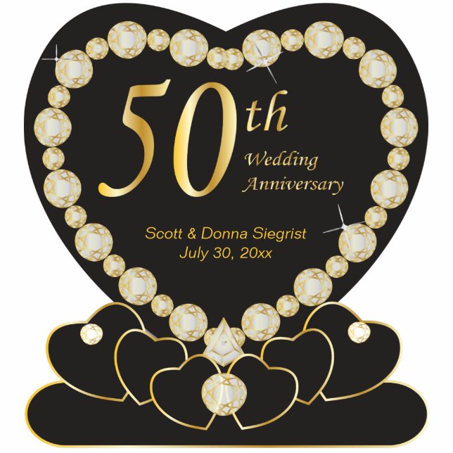 50th Golden Wedding Anniversary | DIY Text Standing Photo Sculpture (Front)