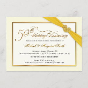 50th Golden Wedding Anniversary Elegant Invitation