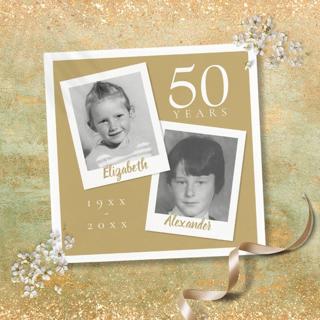 50th Golden Wedding Anniversary Fun Child Photos Napkin (50th Golden Wedding Anniversary Fun Child Photos Napkins)