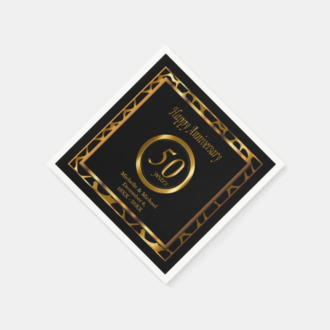 50th Golden Wedding Anniversary | Giraffe Pattern Napkin (Corner)