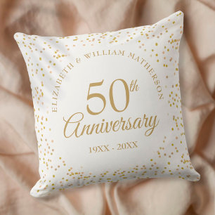 50th Golden Wedding Anniversary Gold Confetti Cushion