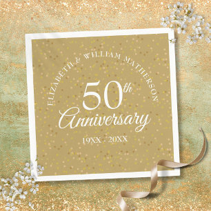 50th Golden Wedding Anniversary Gold Confetti Napkin