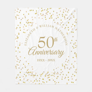 50th Golden Wedding Anniversary Gold Dust Confetti Fleece Blanket