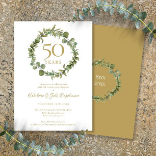 50th Golden Wedding Anniversary Greenery Garland Invitation