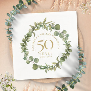 50th Golden Wedding Anniversary Greenery Garland Napkin