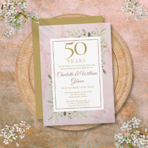 50th Golden Wedding Anniversary Greenery Invitation
