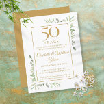 50th Golden Wedding Anniversary Greenery  Invitation Postcard<br><div class="desc">Featuring delicate watercolor country garden greenery,  this chic anniversary invitation can be personalised with your special 50 years anniversary celebration information,  with a golden background on the reverse. Designed by Thisisnotme©</div>