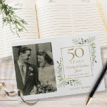 50th Golden Wedding Anniversary Greenery Photo Guest Book<br><div class="desc">Featuring delicate soft watercolor country garden greenery,  this chic botanical 50th wedding anniversary guest book can be personalised with your special photo and anniversary information in elegant gold text. Designed by Thisisnotme©</div>