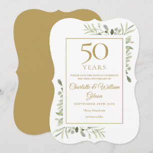 50th Golden Wedding Anniversary Greenery Save The Date