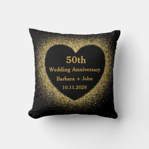 50th Golden Wedding Anniversary Heart Cushion