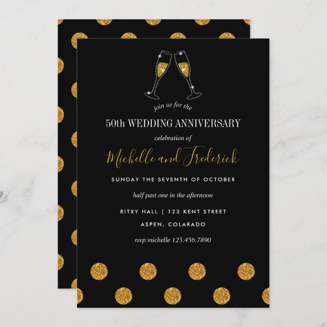 50th Golden Wedding Anniversary Invitation (Front/Back)