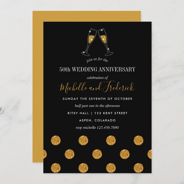 50th Golden Wedding Anniversary Invitation (Front/Back)