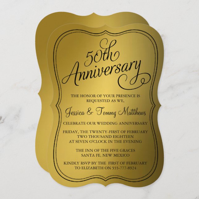 50th Golden Wedding Anniversary Invitations (Front/Back)