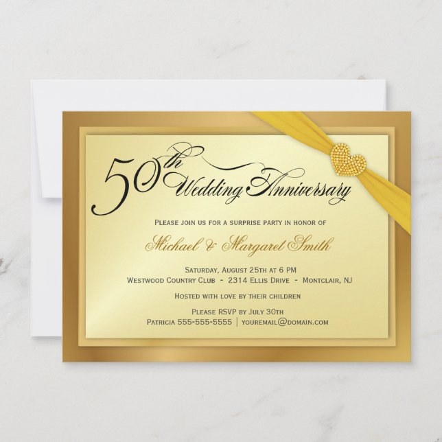 50th Golden Wedding Anniversary Invitations (Front)