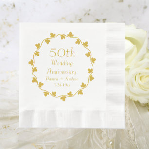 50th Golden Wedding Anniversary Ivy Wreath Napkin