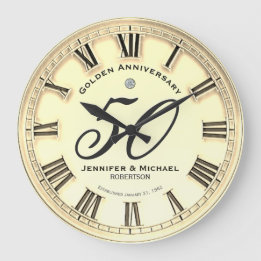 50th Golden Wedding Anniversary Large Clock