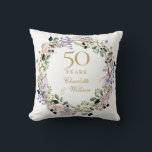 50th Golden Wedding Anniversary Lavender Floral Cushion<br><div class="desc">Featuring a delicate watercolor floral lavender garland,  this chic botanical 50th wedding anniversary keepsake pillow can be personalised with your special anniversary information in elegant gold text. Designed by Thisisnotme©</div>