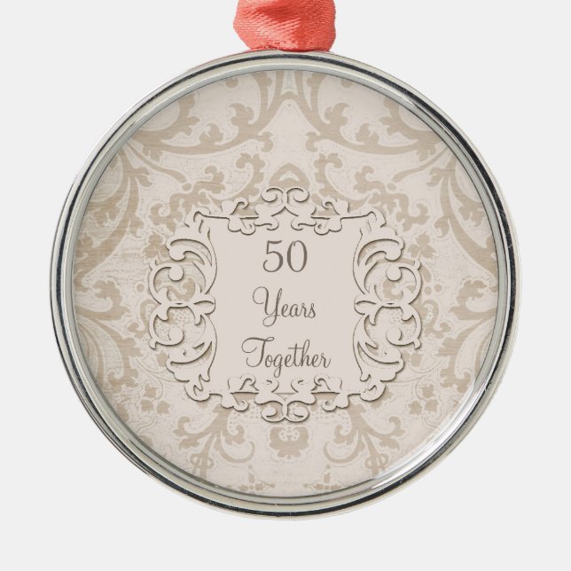 50th Golden Wedding Anniversary Metal Tree Decoration (Front)