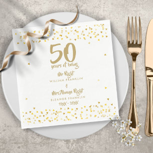 50th Golden Wedding Anniversary Mr Mrs Right Fun Napkin