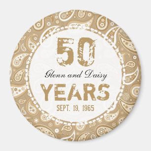 50th Golden Wedding Anniversary Paisley Pattern Magnet