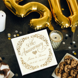 50th Golden Wedding Anniversary Paper Napkins