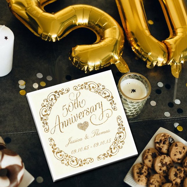 50th Golden Wedding Anniversary Paper Napkins (Creator Uploaded)