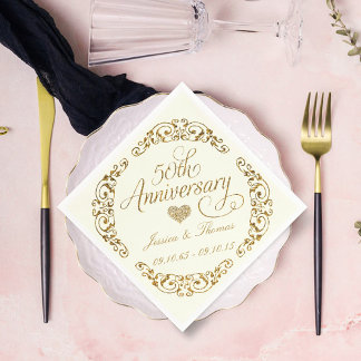 50th Golden Wedding Anniversary Paper Napkins