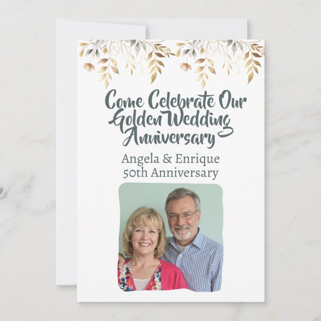 50th Golden Wedding Anniversary Party Celebration  Invitation (Front)